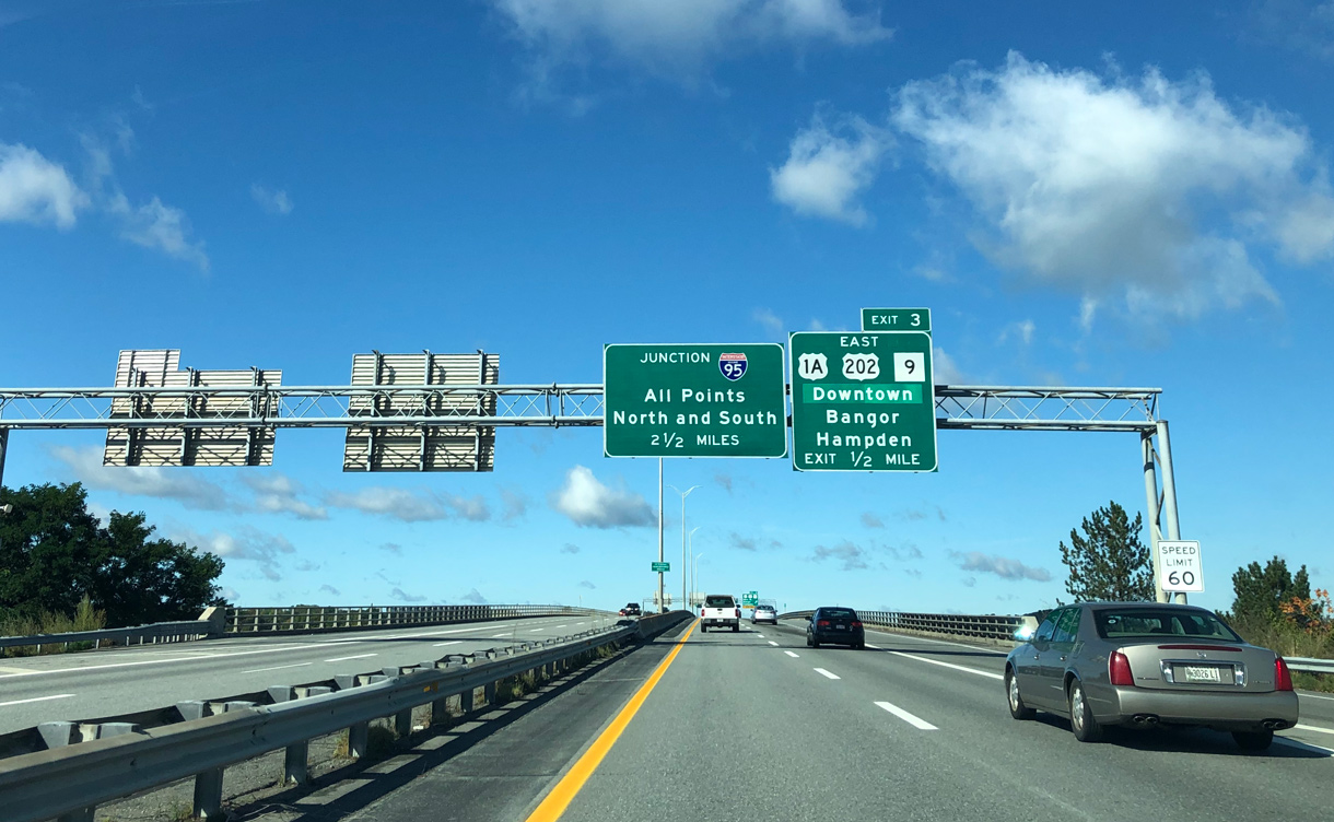 I-395 west at US 1A/202 - Brewer, ME