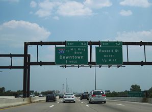 I-95 one mile from I-395 north to Downtown Baltimore in 2010.