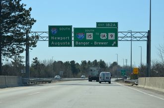 I-95 South at I-395 and U.S. 2 in Bangor, Maine