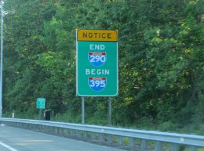 I-290 west end sign / I-395 south begin sign in 2013