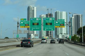 Interstate 395 East at U.S. 1 in Miami, Florida