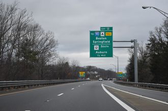 I-395 a half mile south of I-290 east and Route 12 to I-90 (Mass Pike) in Auburn, MA.