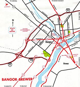 Bangor inset – 1970 Maine Official Highway Map