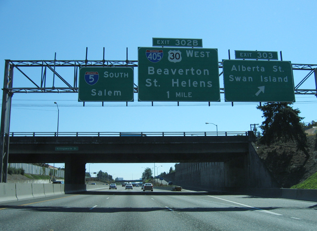 I-5 south at I-405/US 30 - Portland, OR
