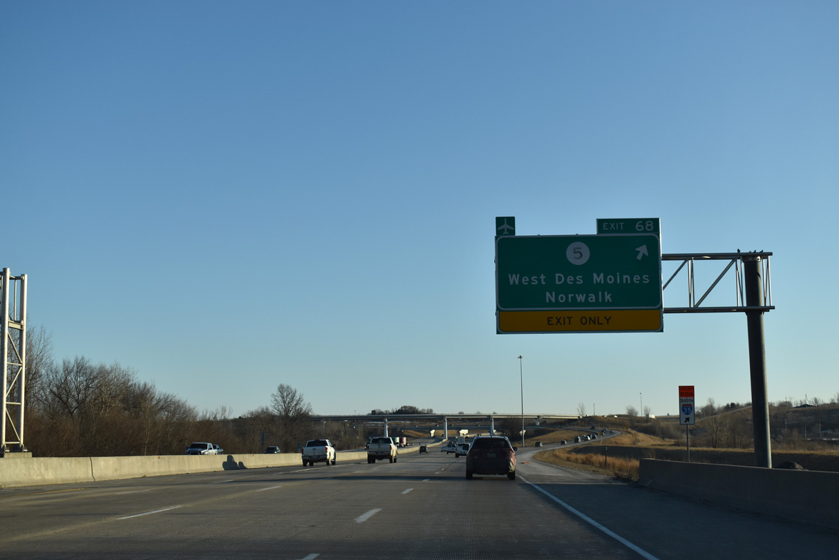 I-35 south at Iowa 5/Future I-435 in West Des Moines