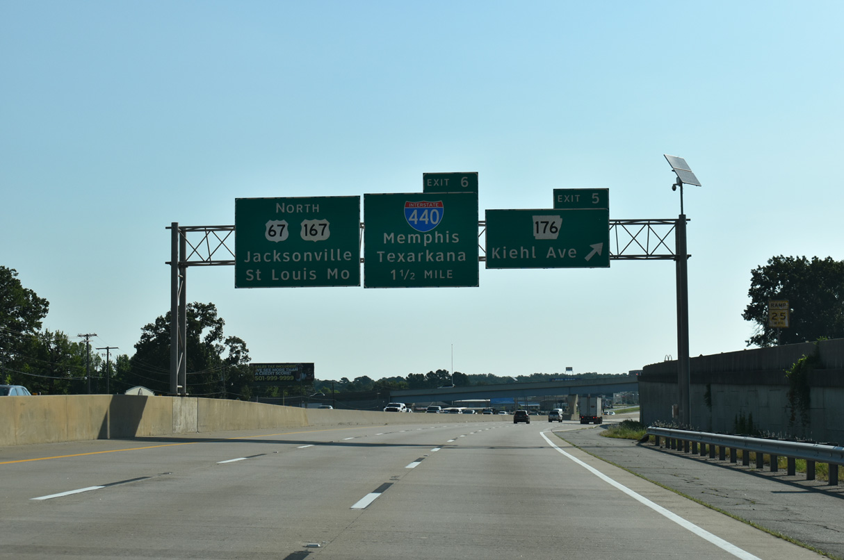 I-57/US 67-167 North ahead of I-440 in Sherwood, AR