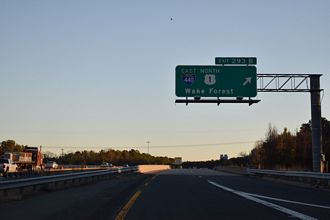 I-40 east at I-440/US 1 northeast toward Wake Forest, NC.