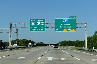 I-57/US 67-167 South at Interstate 440 in Jacksonville, Arkansas