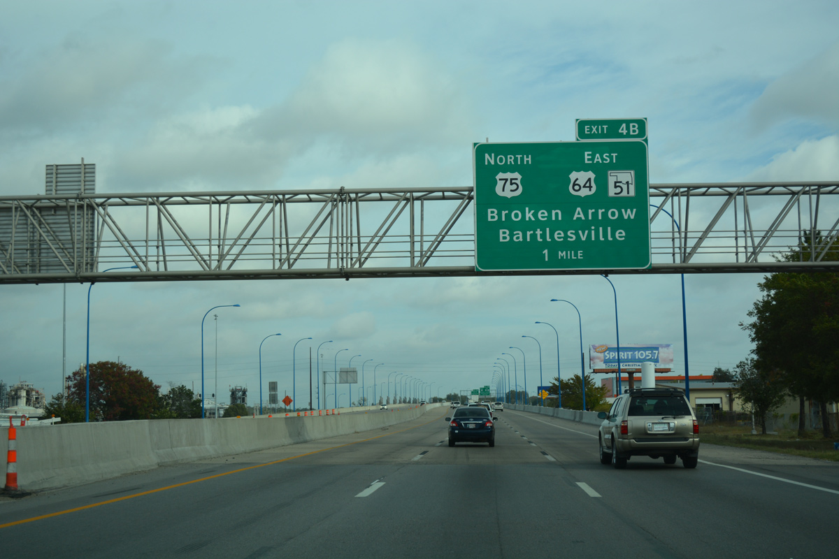 I-244/US 75 east at I-444/US 64/SH 51 - Tulsa, OK