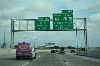 I-244/US 75 east at I-444/US 64/SH 51 - Tulsa, OK