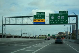 I-244/US 75 east at I-444/US 64/SH 51 - Tulsa, OK