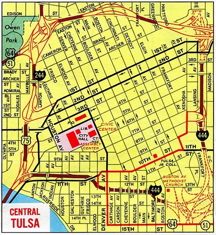 Downtown Tulsa, Oklahoma – 1975 Gousha Map