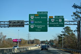 I-64/US 17 south at I-464/SR 168 - Chesapeake, VA