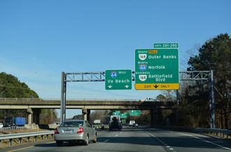 I-64/US 17 south at I-464/SR 168 - Chesapeake, VA