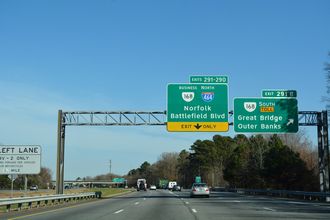 I-64/US 17 south at I-464/SR 168 - Chesapeake, VA