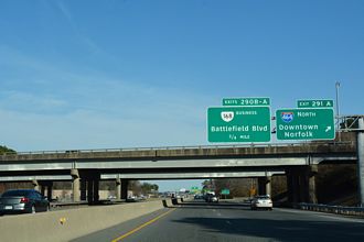 I-64/US 17 south at I-464/SR 168 - Chesapeake, VA