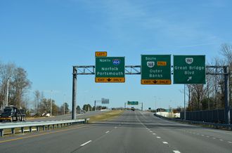 US 17 north at I-464/SR 168 - Chesapeake, VA