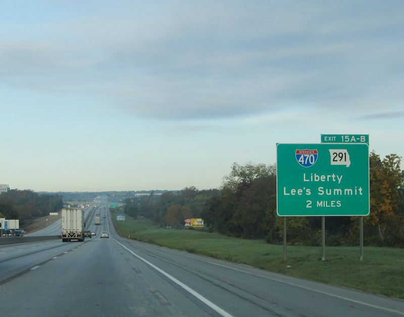 I-70 west at I-470/MO 291