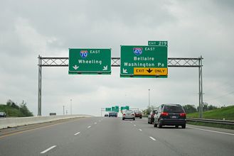 I-70 East at Interstate 470 in Wheeling, West Virginia