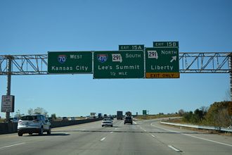 I-70 west at I-470/MO 291