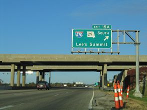 I-70 west at I-470/MO 291