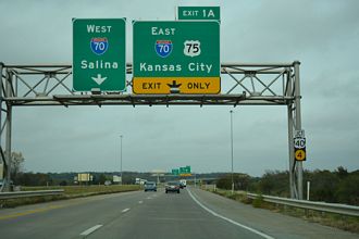 I-470/US 75 west at I-70/US 40/K-4 - Topeka, KS