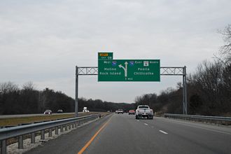 I-474 west one mile from I-74 and IL 6 at Peoria