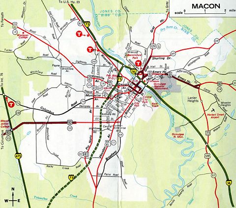 1970 map of Macon, Georgia