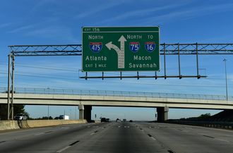 Hartley Bridge Rd spans I-75 north one mile ahead of I-475