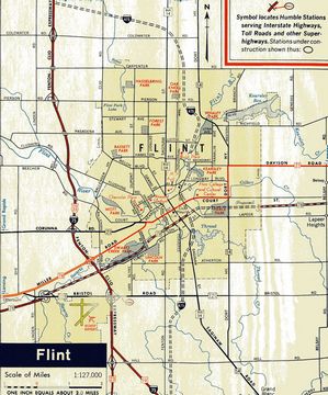 1968 map of Flint, Michigan