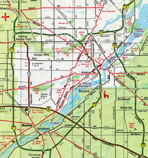 1970 road map of Toledo, Ohio