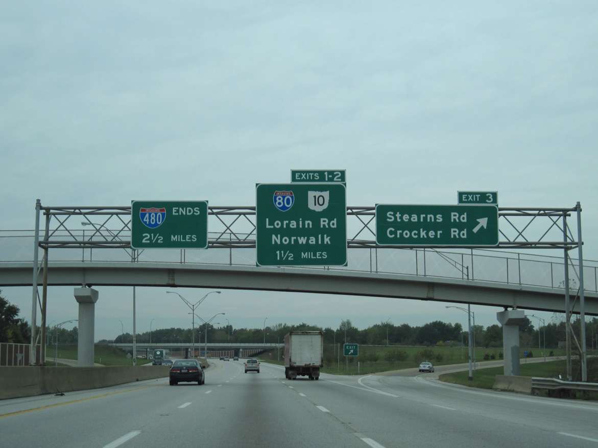 I-480 west at I-80/Ohio Tpk - North Olmsted