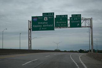I-29 south at I-480/US 6 - Council Bluffs, IA