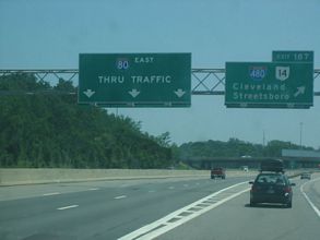 I-80/Ohio Tpk east at I-480/SR 14 - Streetsboro