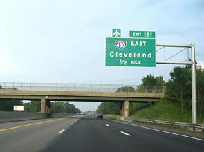 I-80/Ohio Tpk east at I-480 - North Ridgeville