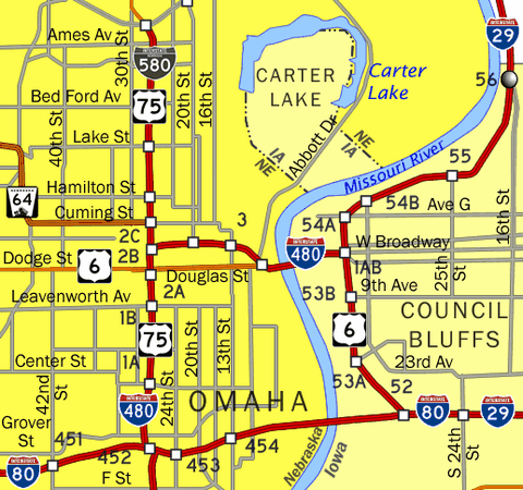 I-480 Omaha, NE Map
