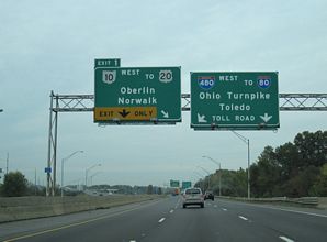 Interstate 480 begins west from I-80/Ohio Turnpike at North Ridgeville