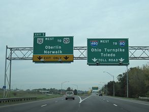 I-480 west at I-80/Ohio Tpk - North Ridgeville
