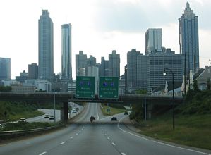 Georgia State Route 10 West at I-75/85 in Downtown Atlanta, Georgia