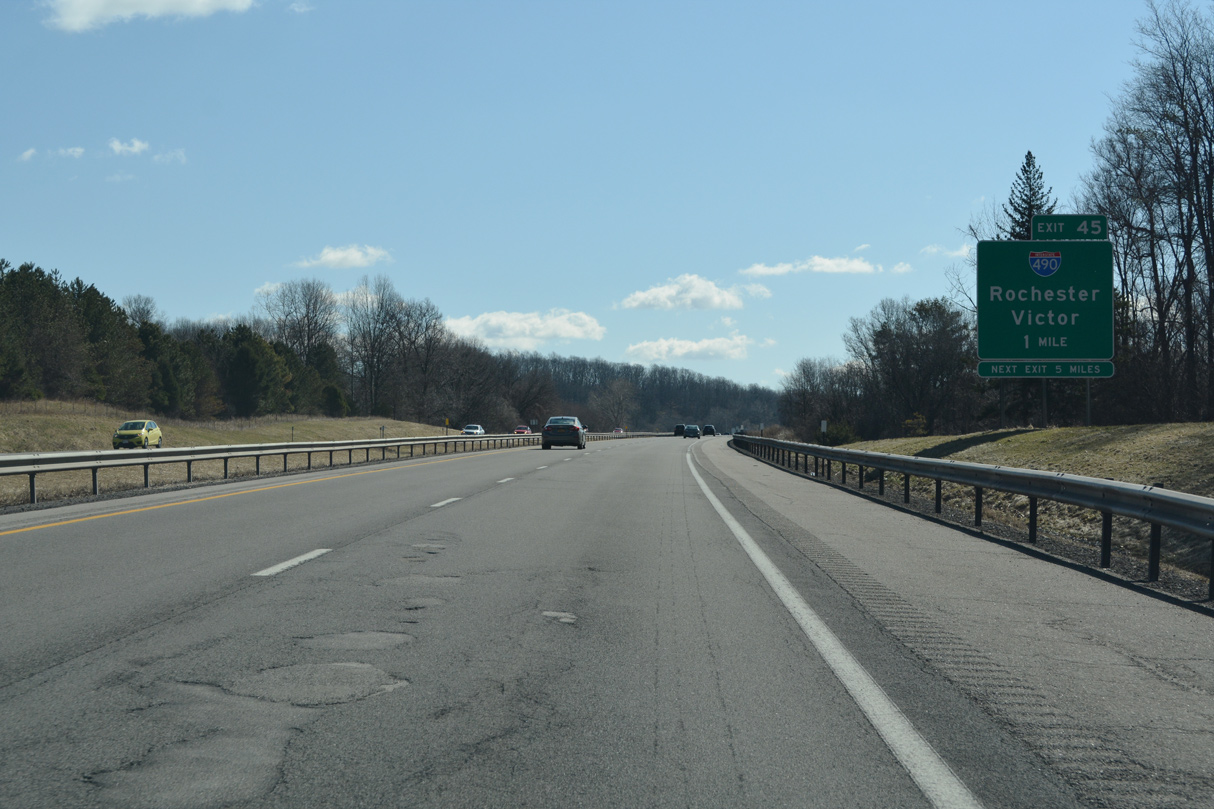 I-90/NYS Thruway one mile ahead of I-490 in Victor.