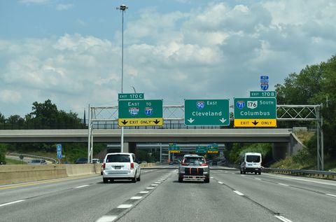 I-90 East at I-490 East and I-71/SR 176 South in Cleveland, Ohio