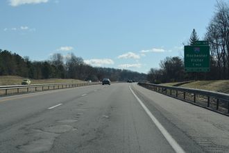 I-90/NYS Thruway one mile ahead of I-490 in Victor.