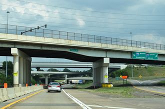 I-490 East at I-77/SR 10 in Cleveland, Ohio