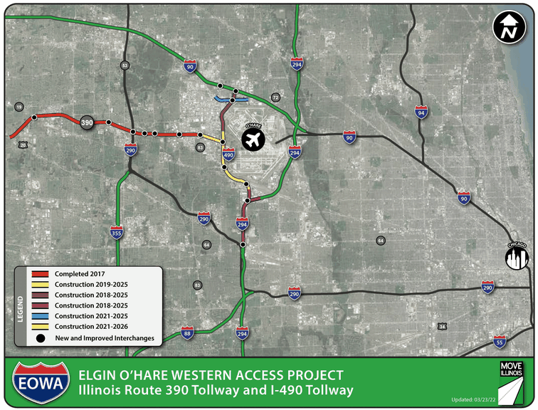 I-490 Tollway Construction Map