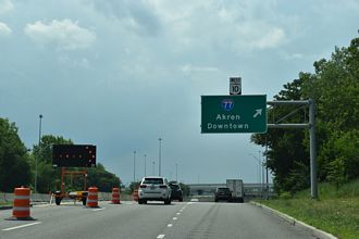 I-490/SR 10 West at I-77 in Cleveland, Ohio