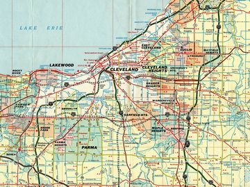 1967 road map of Cleveland, Ohio