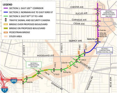 Opportunity Corridor Section Map - Cleveland, OH