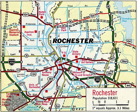 1966 map of Rochester, New York.