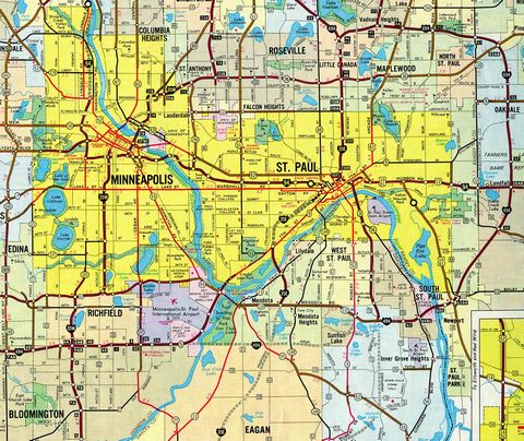 The final portion of Interstate 494 under construction – Gousha 1982 North American Road Atlas