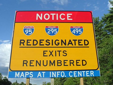 I-95/295/495 Maine Redesignated Sign